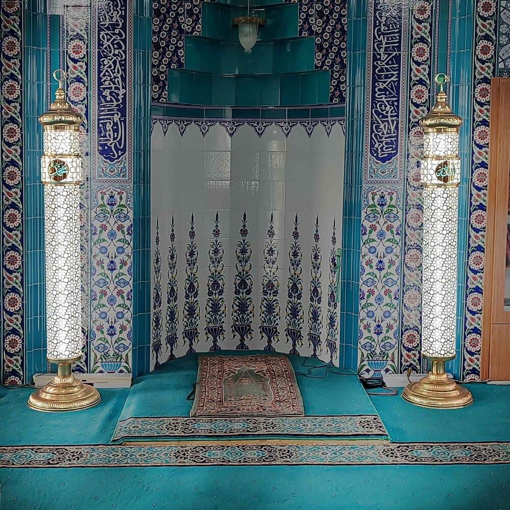 Selçuklu Desenli Lüks Şerefeli Cami Mihrap Şamdanı (20x165cm) 2 Adet