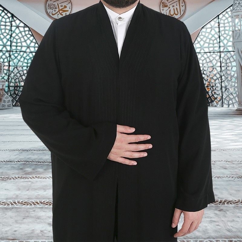 Siyah  Buhara Yaka Namaz Cübbesi