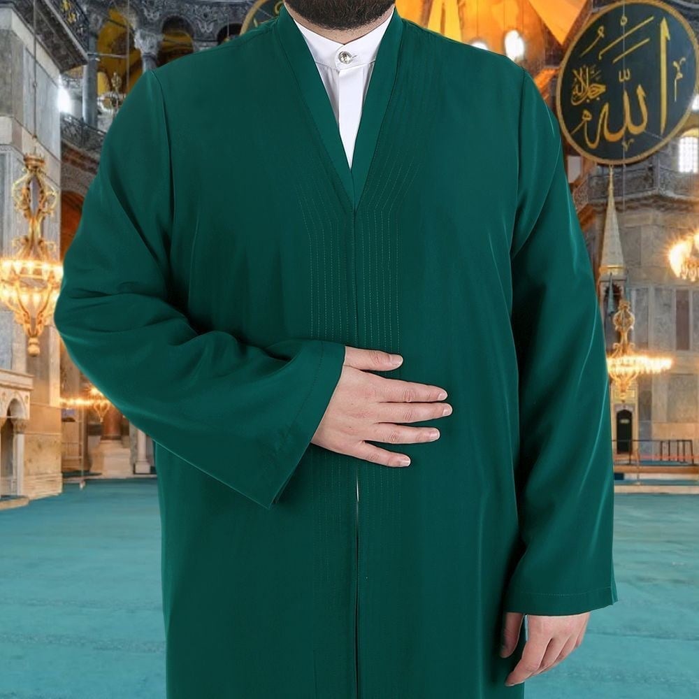 Yeşil  Buhara Yaka Namaz Cübbesi
