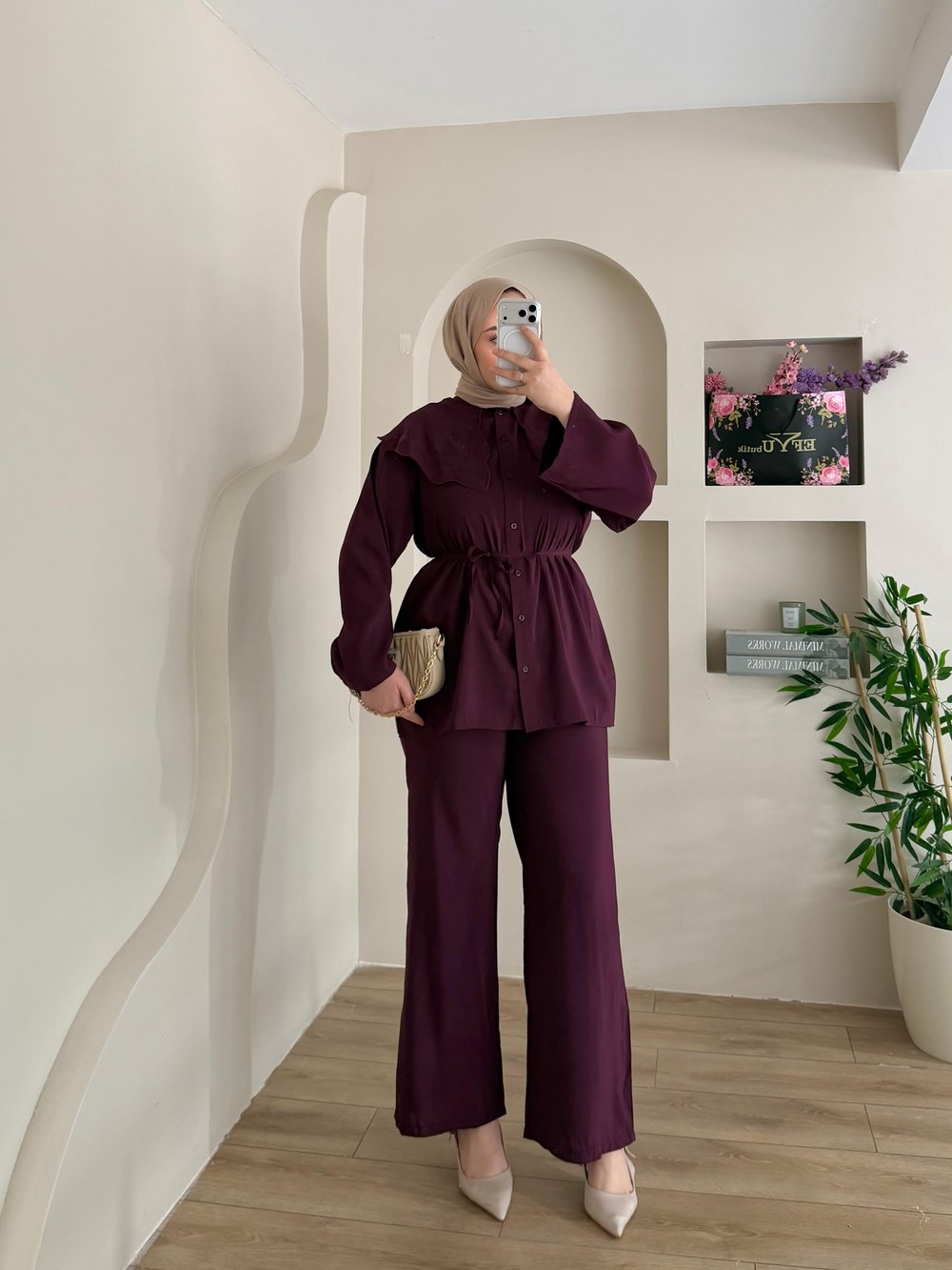 Asos Nakışlı Mendil Yaka Takım