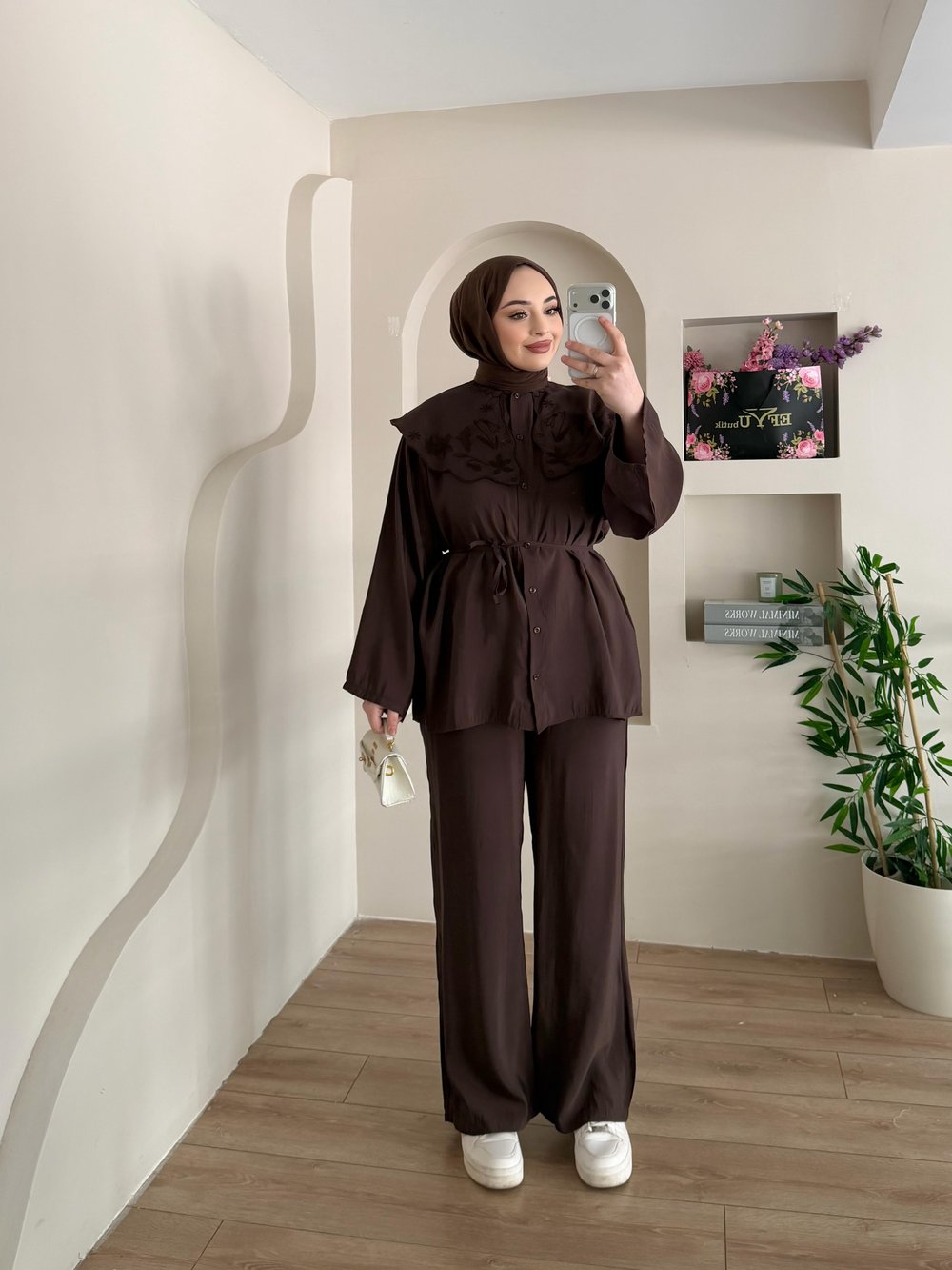Asos Nakışlı Mendil Yaka Takım