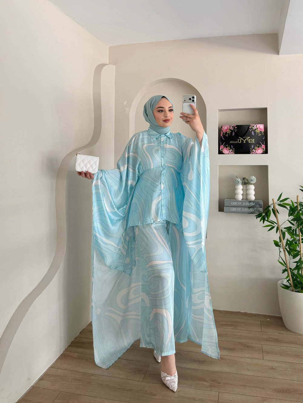 Cobe Yarasa Kol İkili Abaya Takım