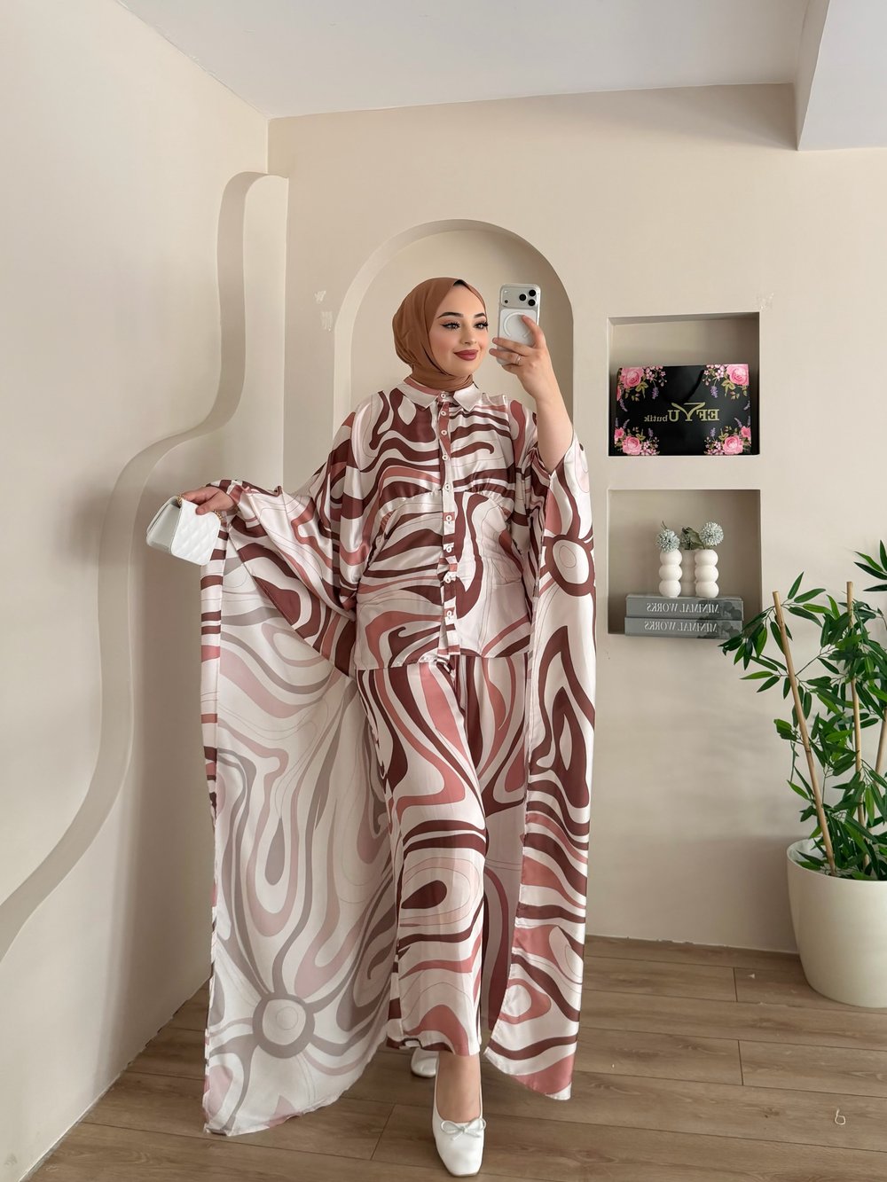 Cobe Yarasa Kol İkili Abaya Takım