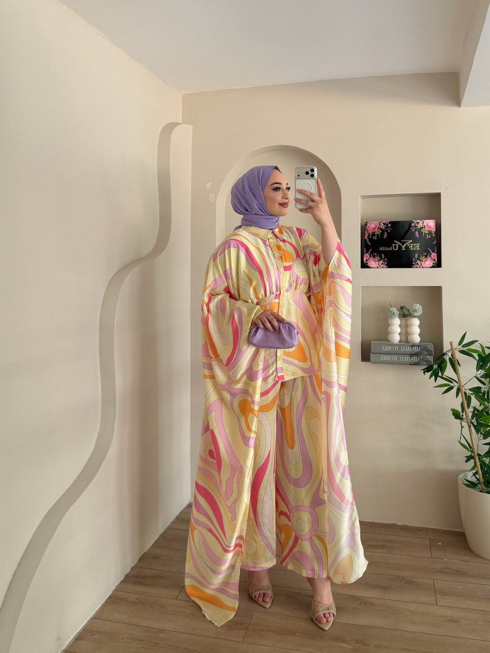 Cobe Yarasa Kol İkili Abaya Takım