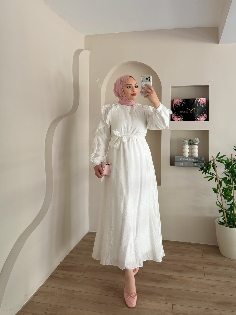 Dimitra Omuz Fırfır Detay Elbise