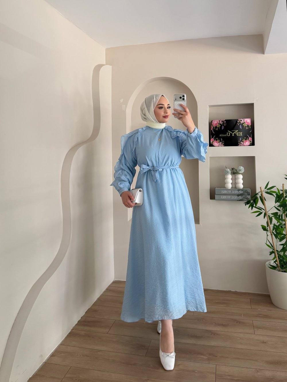 Dimitra Omuz Fırfır Detay Elbise