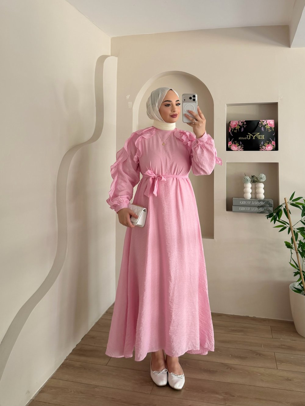 Dimitra Omuz Fırfır Detay Elbise