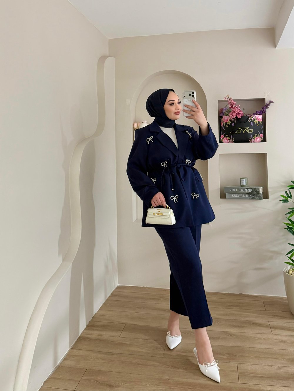 Kurdele Detay Blazer Ceket Takım