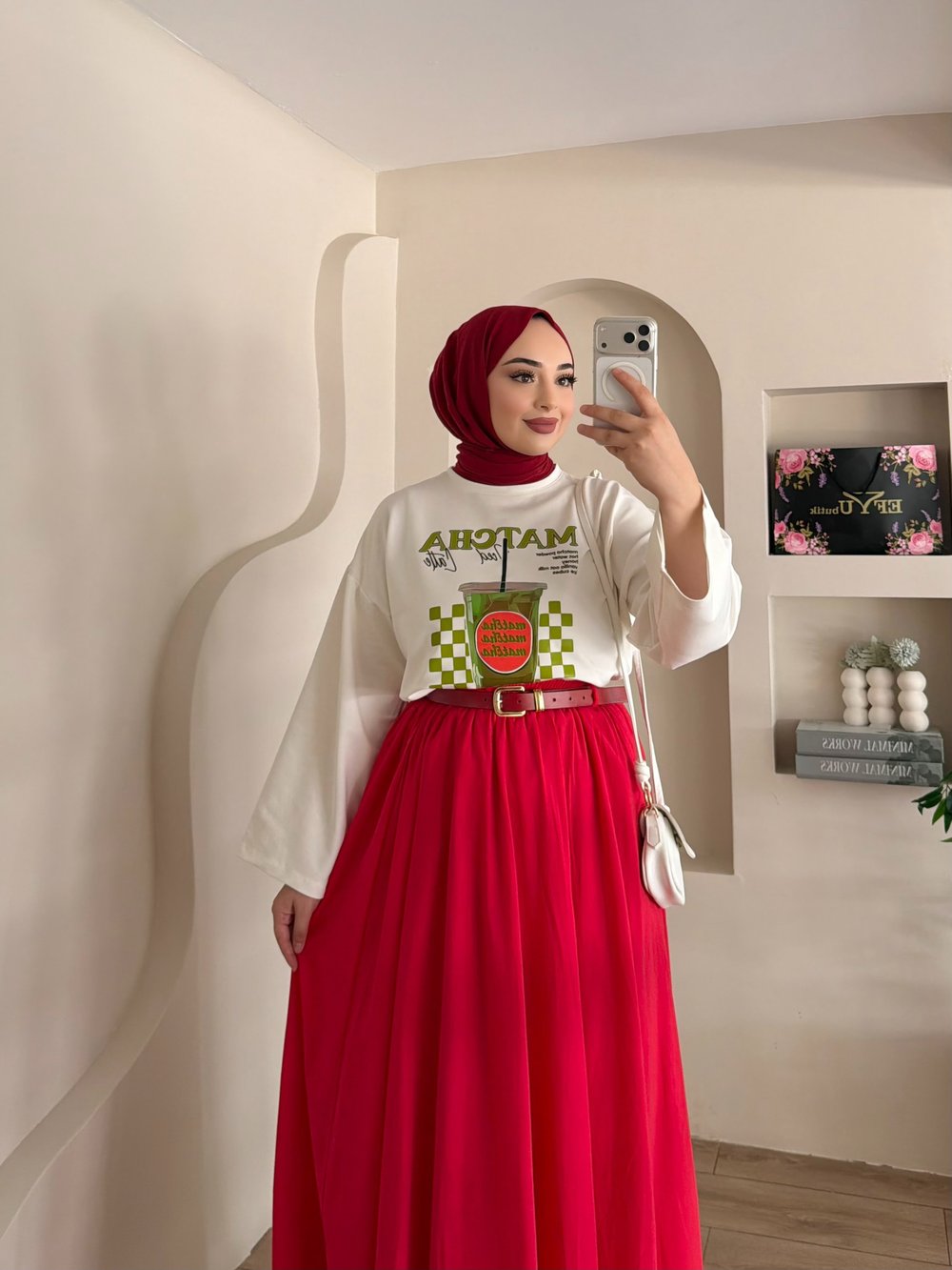Matcha Baskılı Oversize Bluz