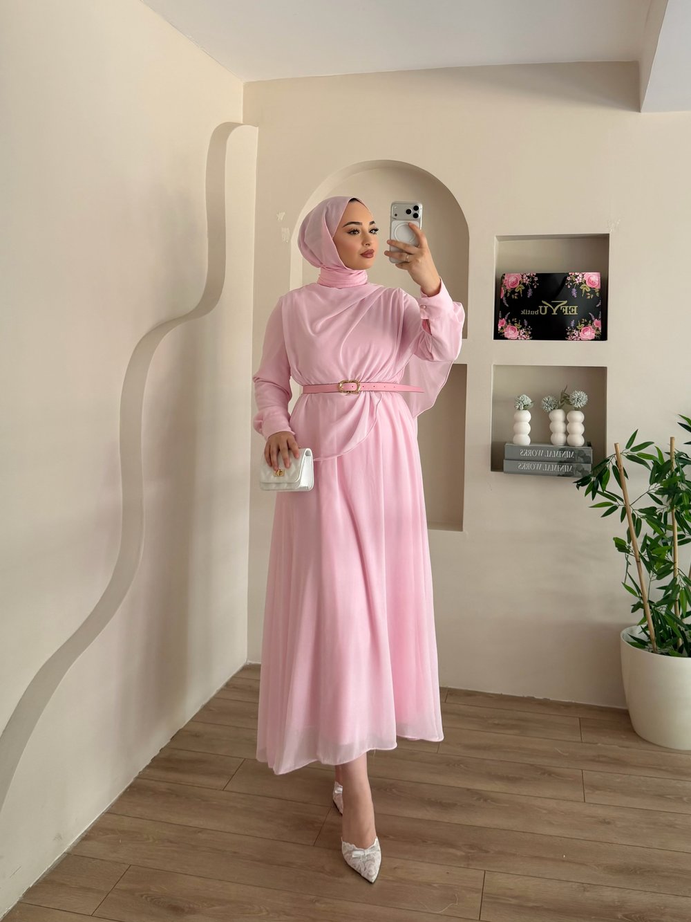 Meyra Tül Detay Kemerli Elbise
