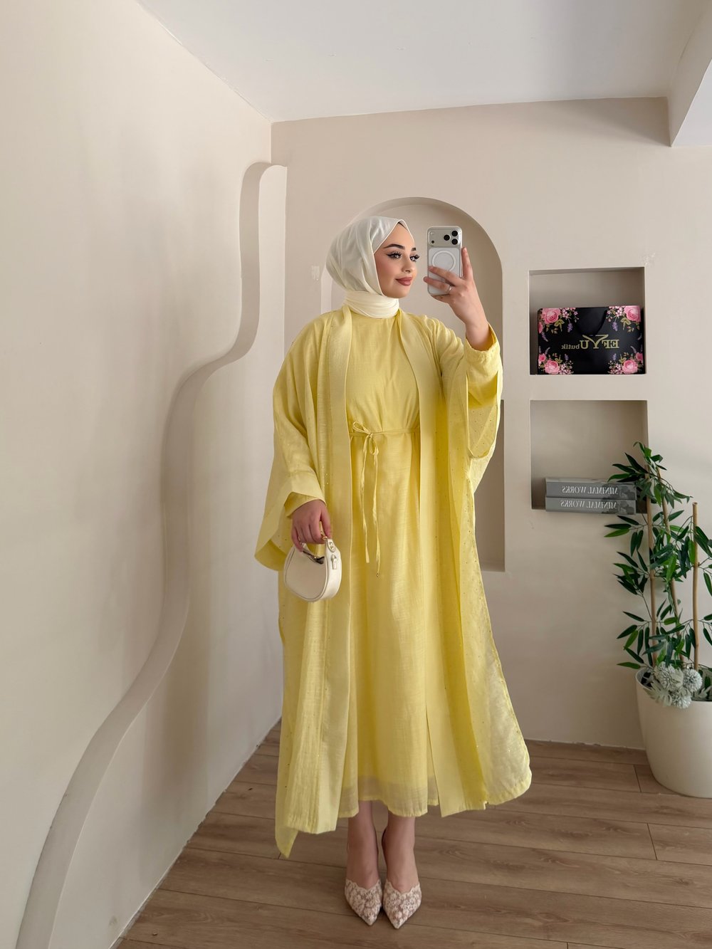 Nia Taşlı Kimona Elbise