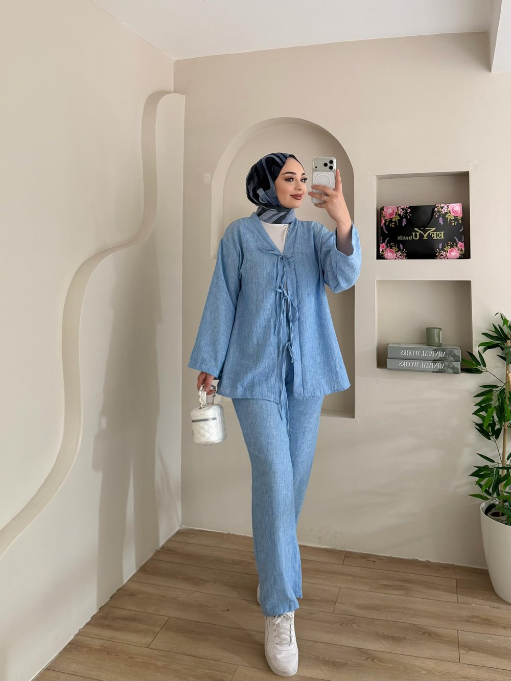 Önü Bağlamalı Kimona Pantalon Takım