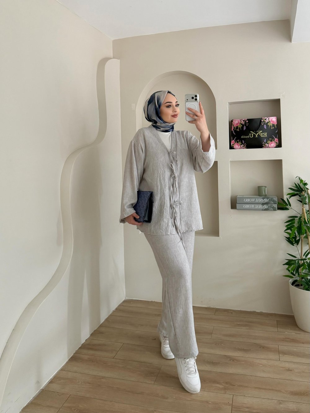 Önü Bağlamalı Kimona Pantalon Takım