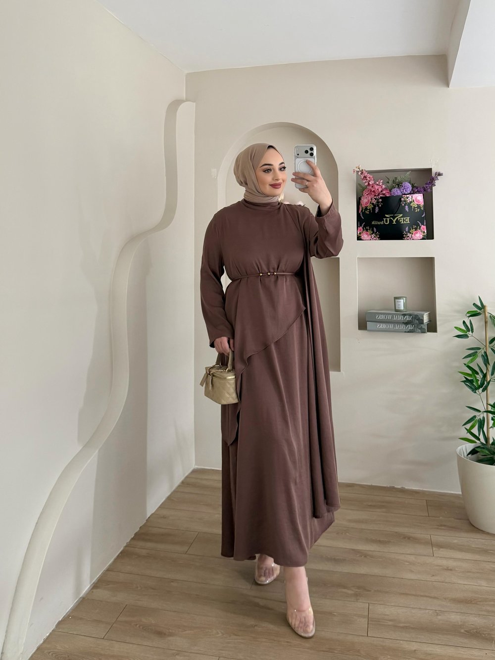 Pelerinli Asya Elbise
