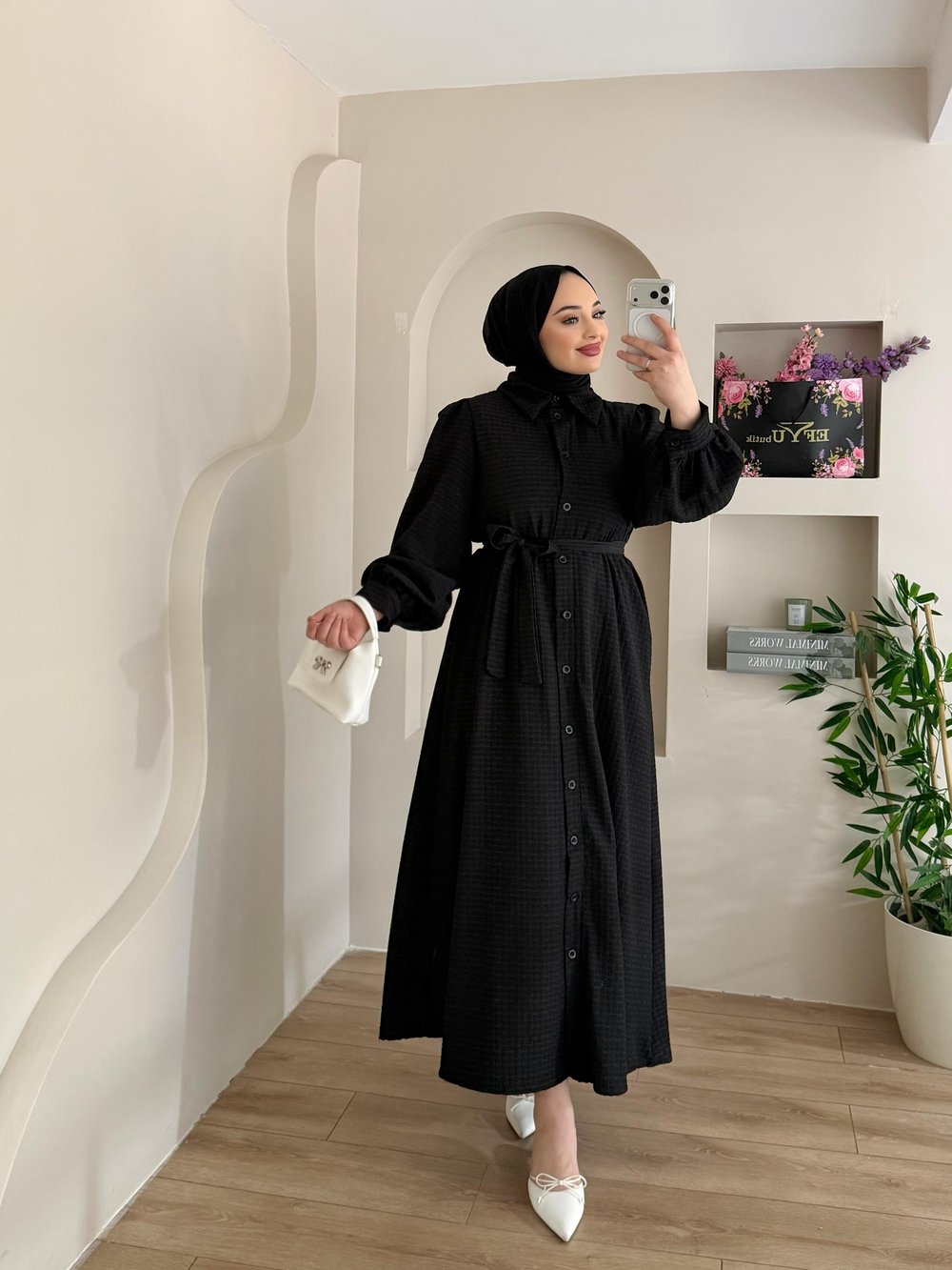 Tina Boydan Düğmeli Elbise