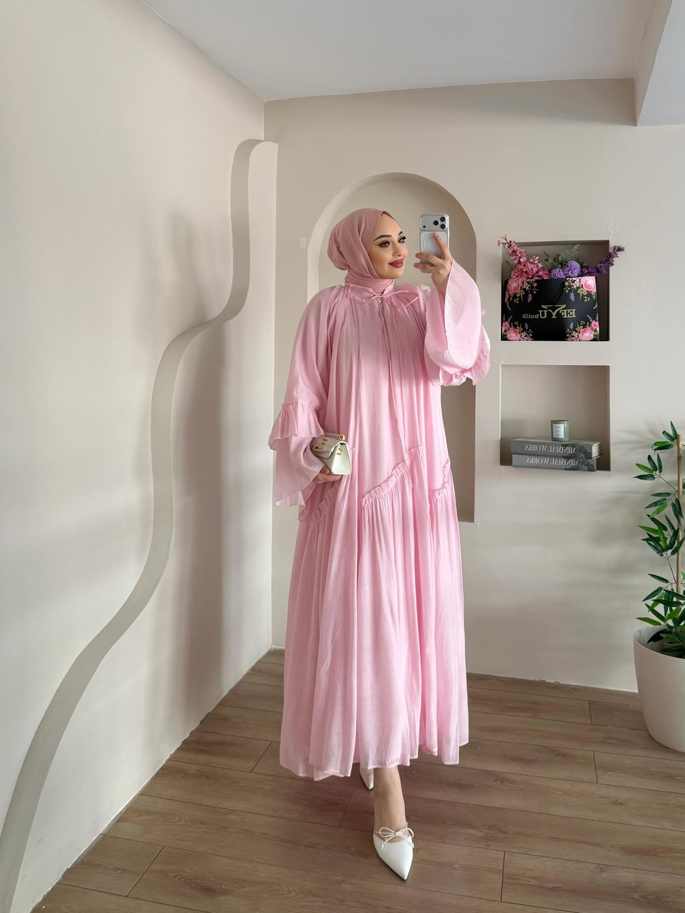 Yaka Bağlamalı Glorgia Elbise
