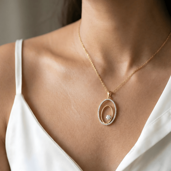 ARYNA Taşlı Oval Kadın Kolye – 925 Ayar Gümüş 