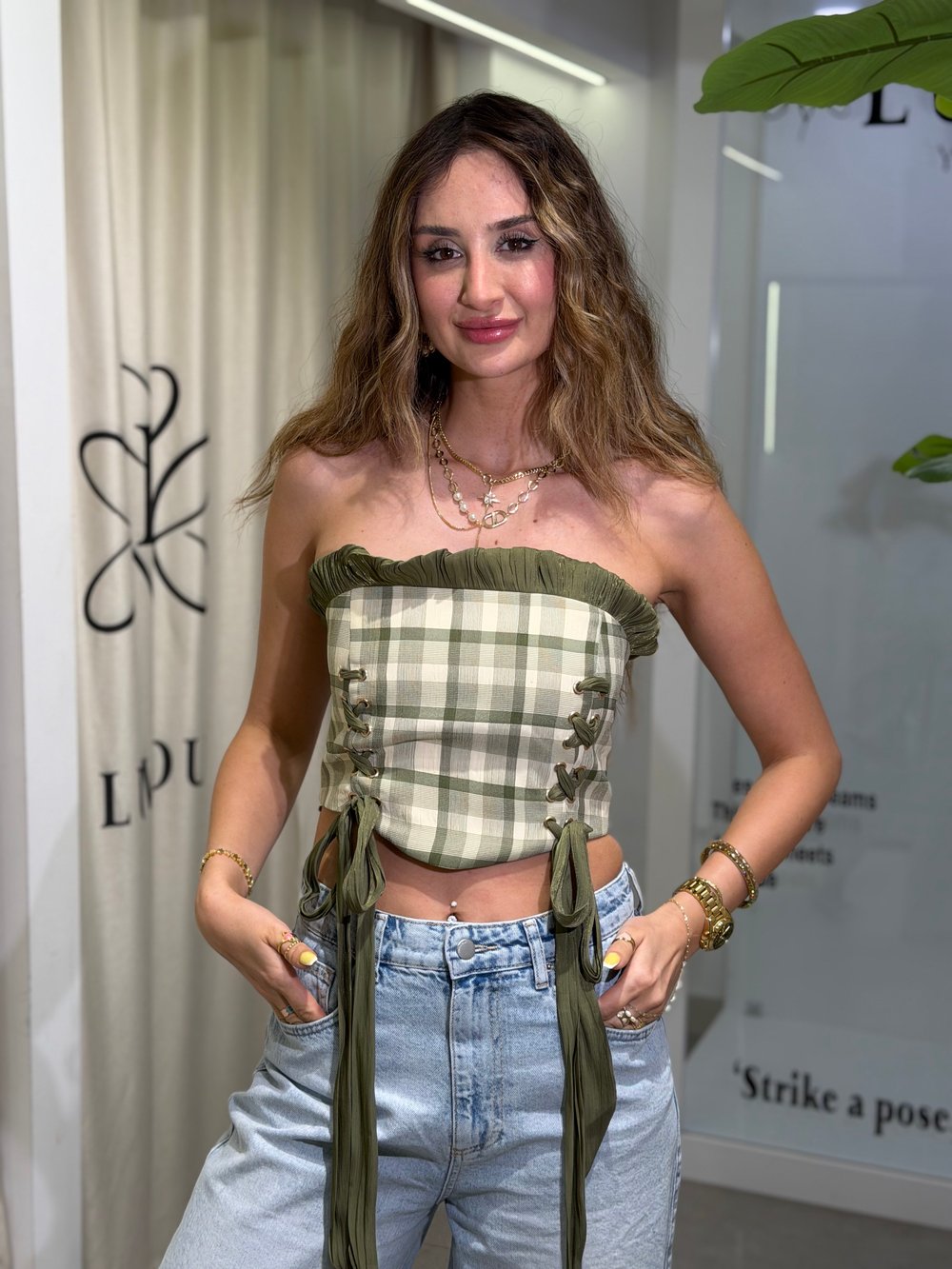 Adelina Ekose Desen Büstiyer Haki