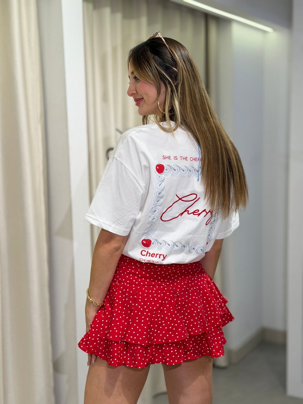 Cherry Kırmızı Baskılı T-shırt 