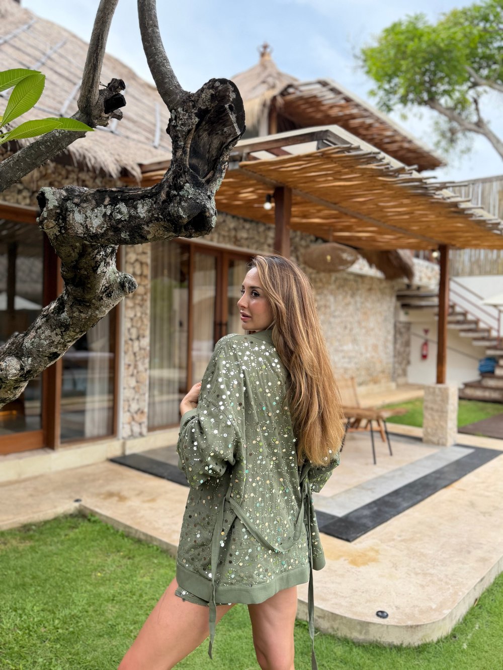 Dora Payetli Kimono Haki