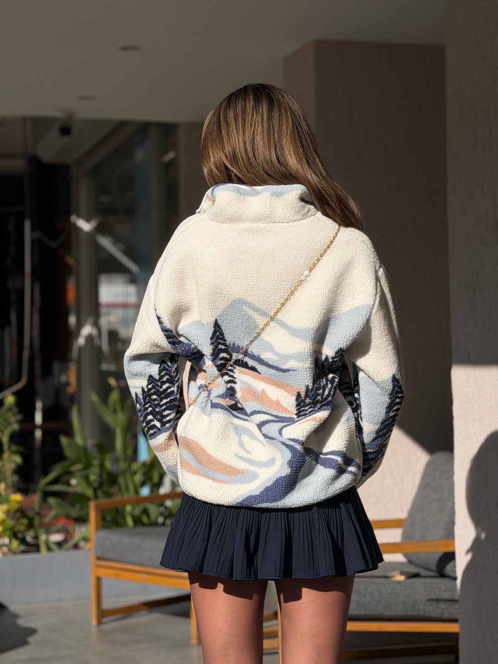 Herry polarlı sweatshirt mavi-ekru
