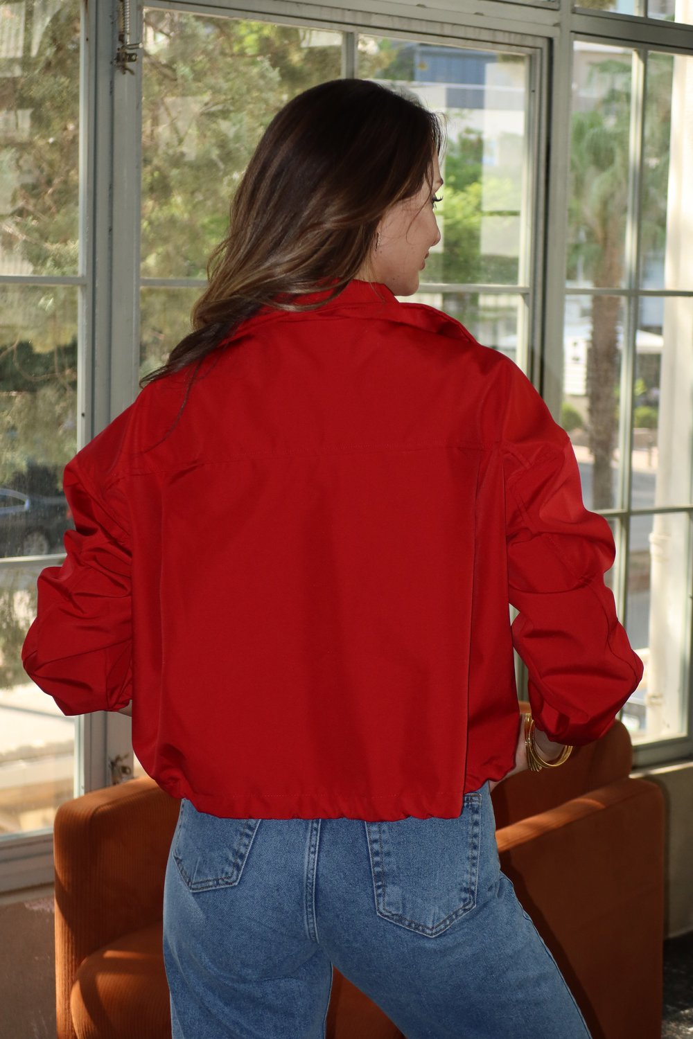Jasmina Marka Model Dik Yaka Ceket Kırmızı 