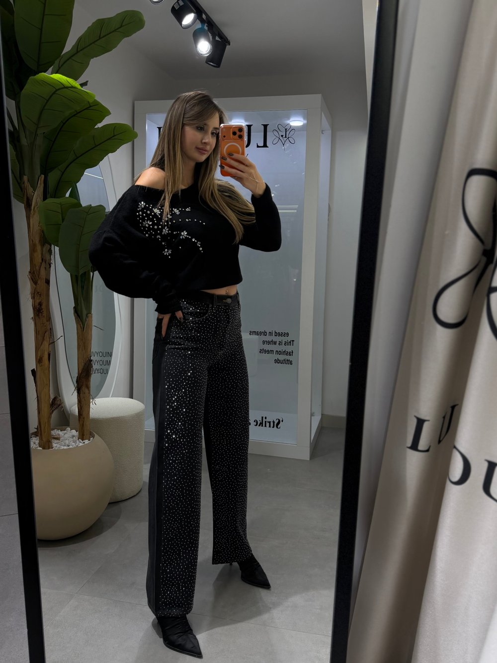 Lola Full Taşlı Jean Siyah