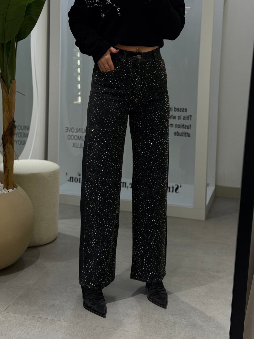 Lola Full Taşlı Jean Siyah