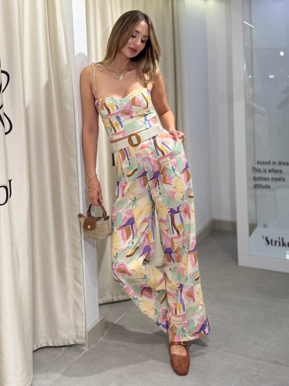 Maria Renkli Crop Pantolon Takım 