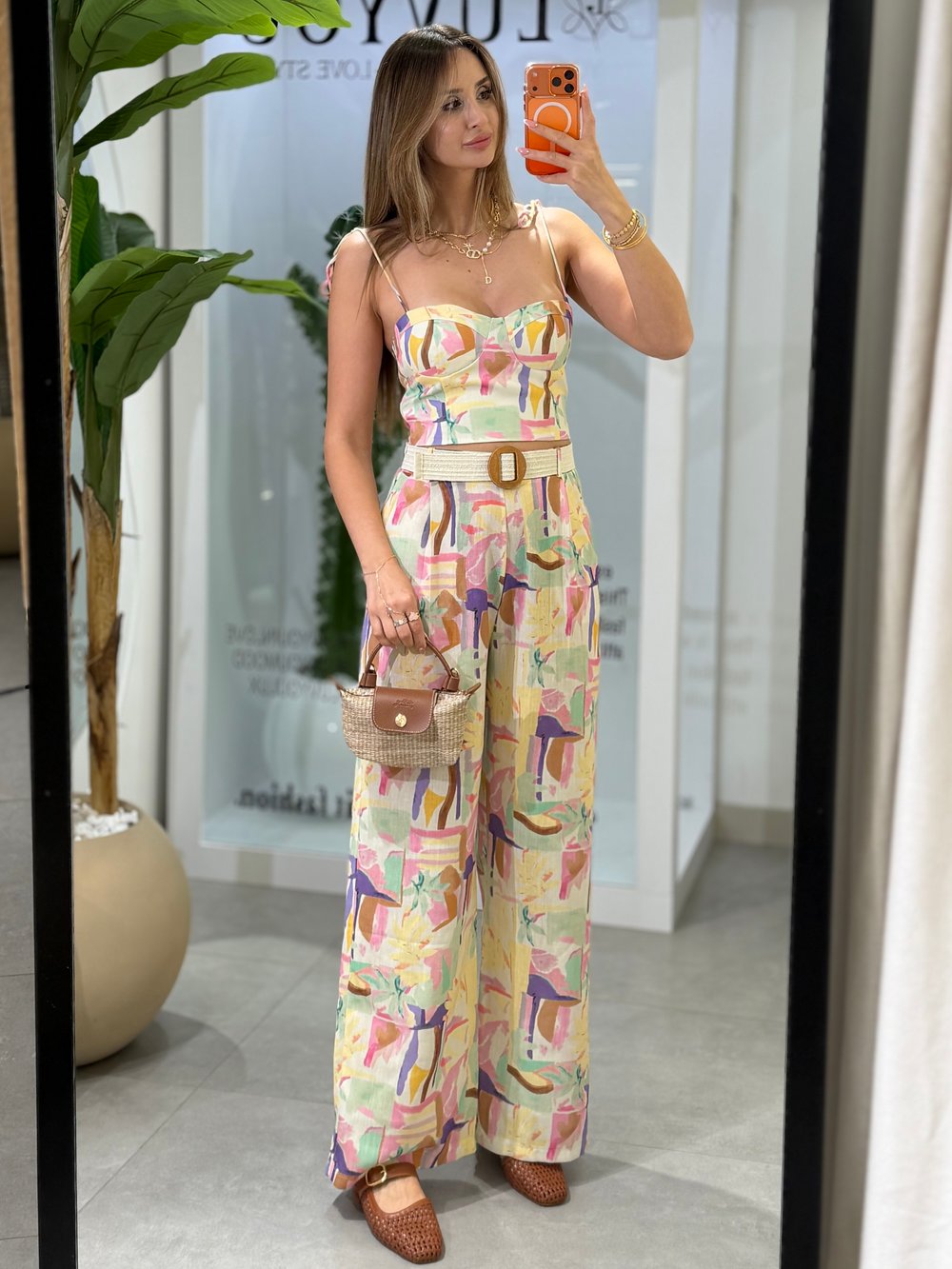 Maria Renkli Crop Pantolon Takım 