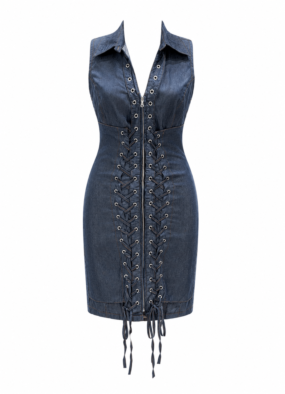 Owen Kuşgözü Detay Denim Elbise 