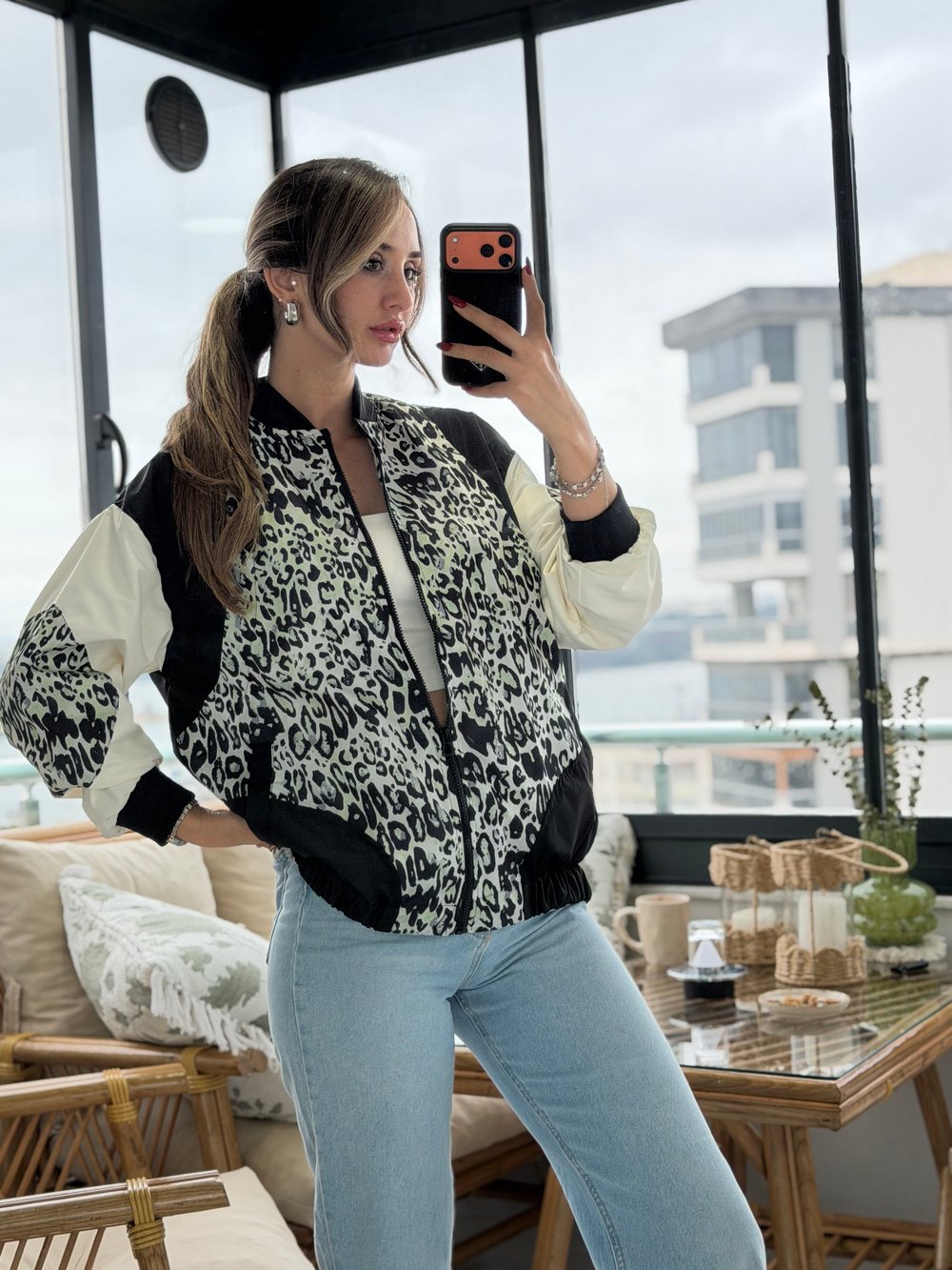 Peter Leopar Desen Bomber Ceket