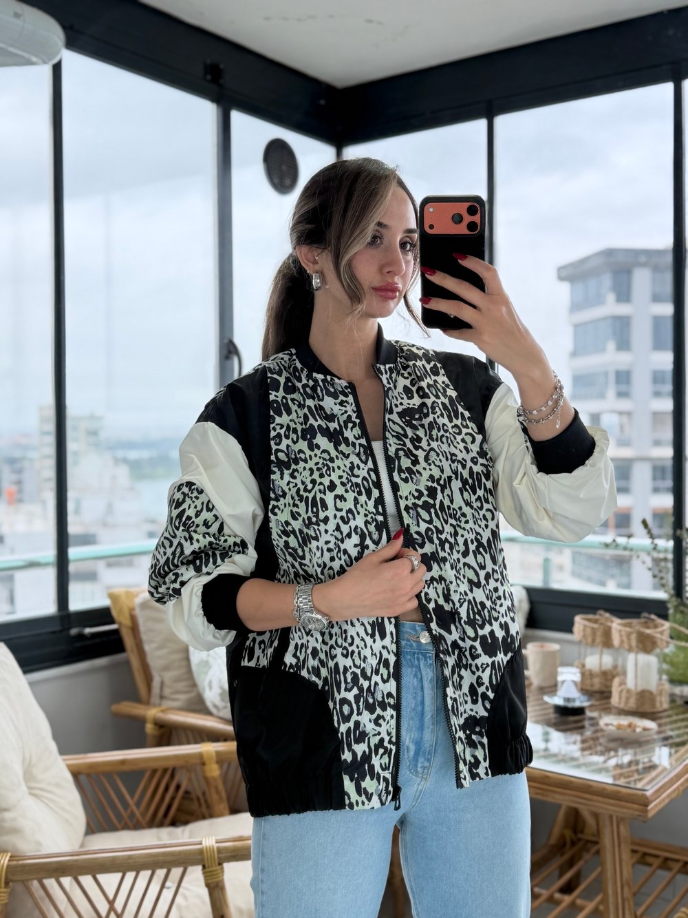 Peter Leopar Desen Bomber Ceket