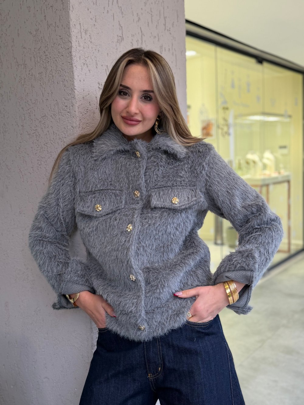 Simon Kırçıllı Önü Cepli Mont Antrasit