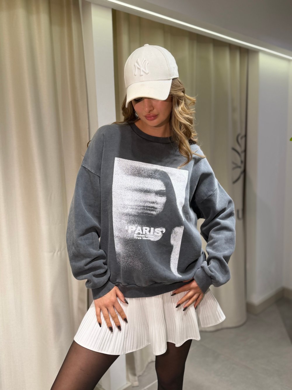 Wegh Baskılı Sweatshirt Gri