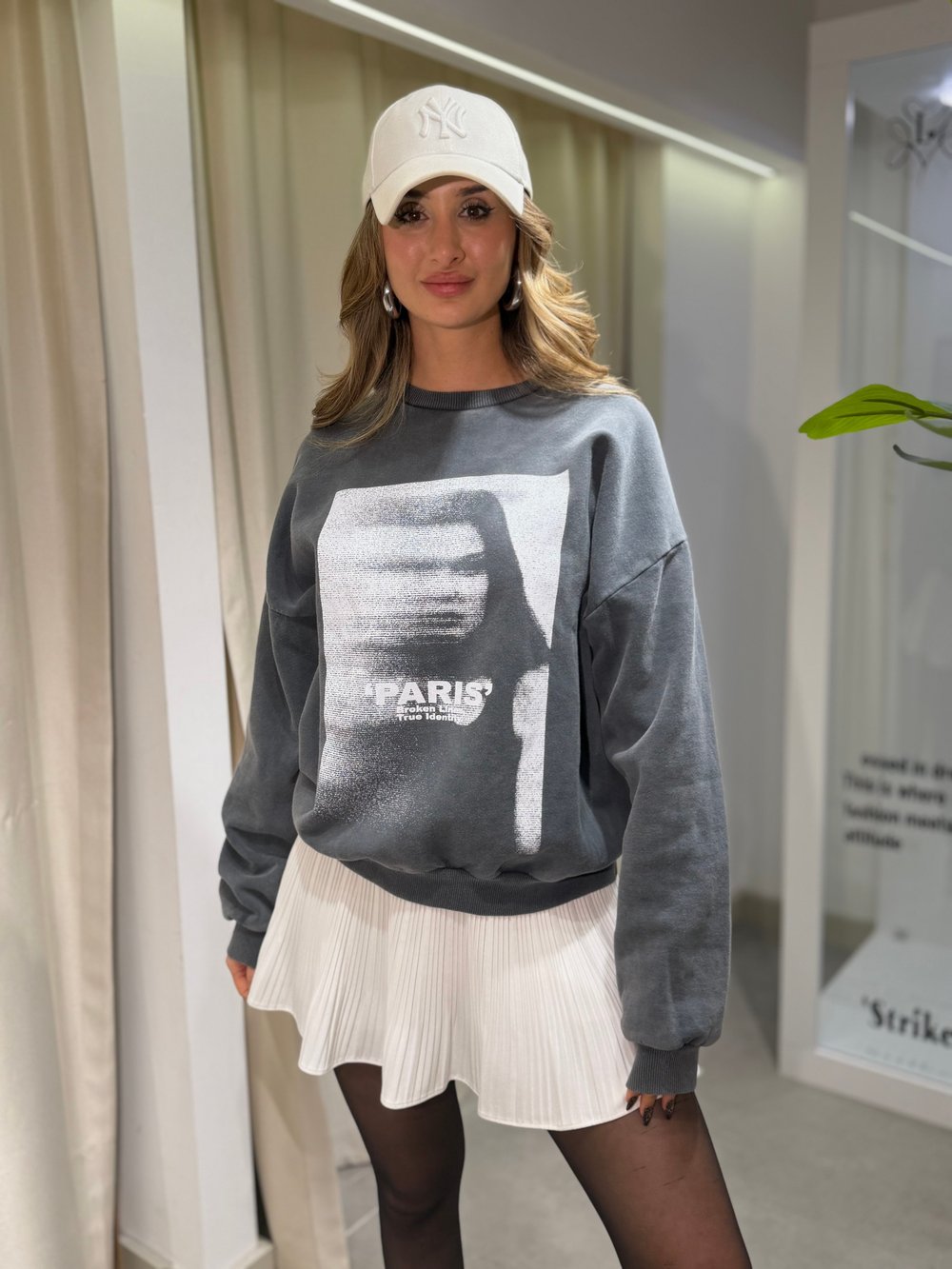 Wegh Baskılı Sweatshirt Gri