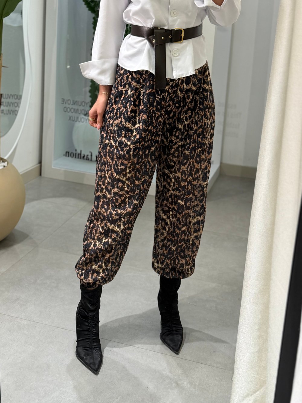 Willy Leopar Desen Şalvar Pantolon
