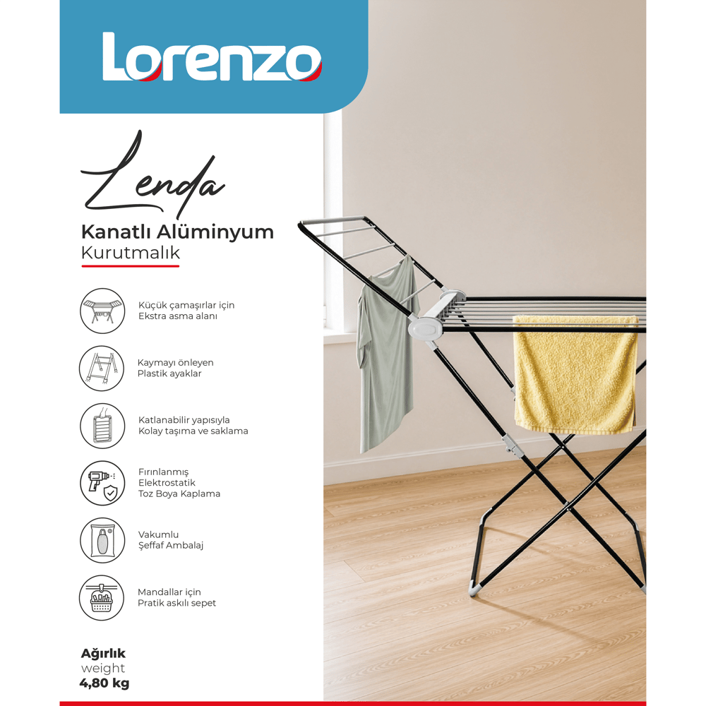 LORENZO - LENDA KANATLI ALİMİNYUM KURUTMALIK