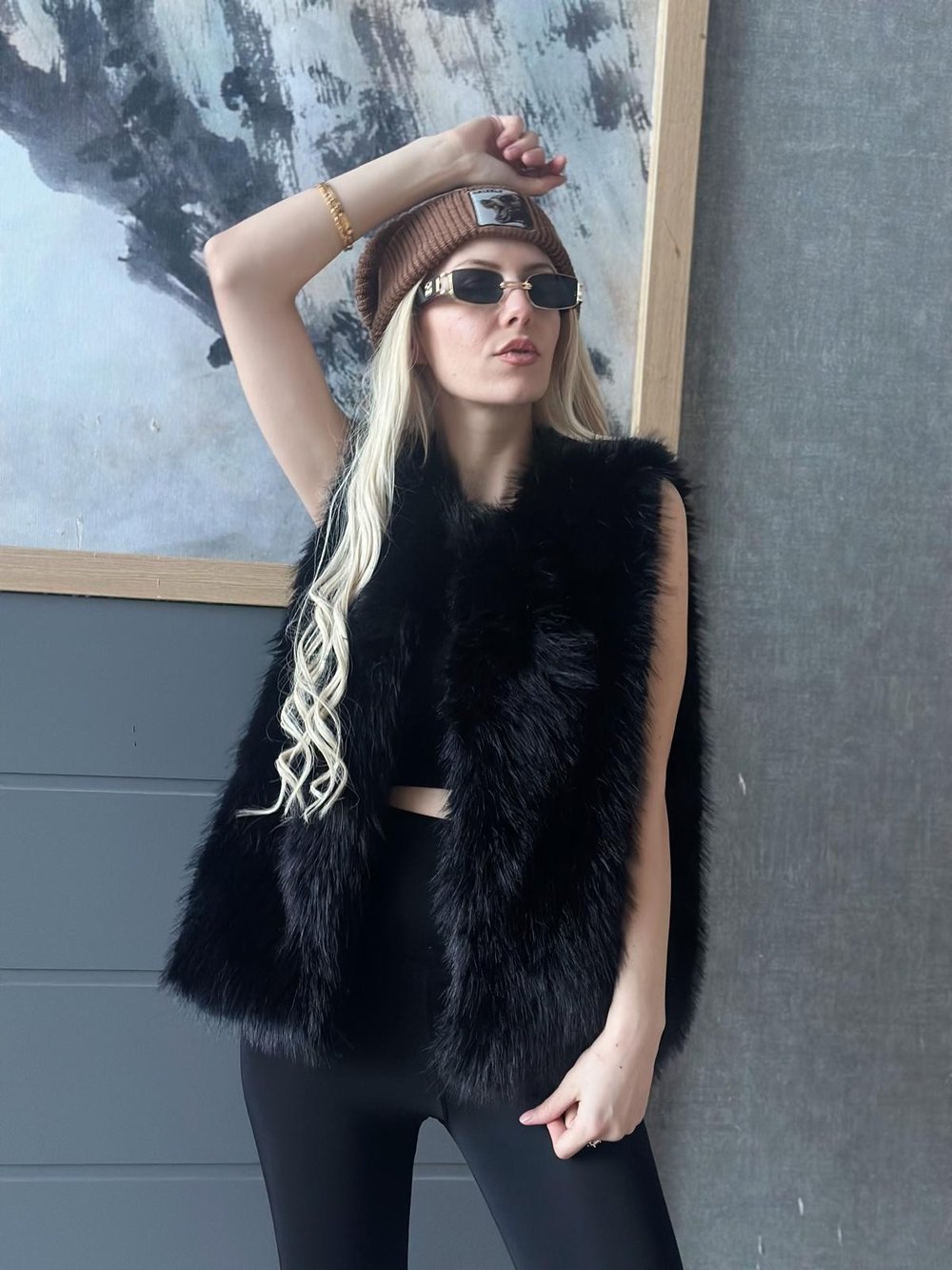 Lolita Tüylü Yelek Siyah