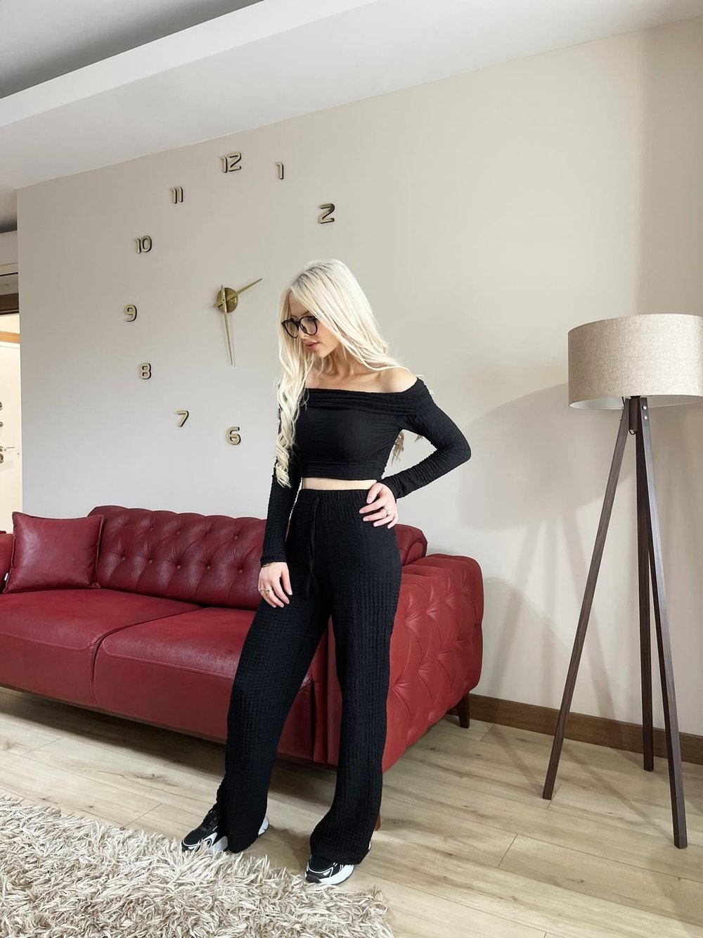 Madonna Yaka Bubble Takım Siyah