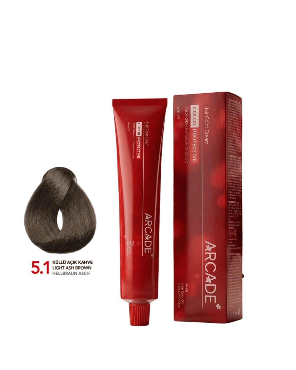 ARCADE KÜLLÜ AÇIK KAHVE 5.1 KREM TÜP SAÇ BOYASI 60ML.
