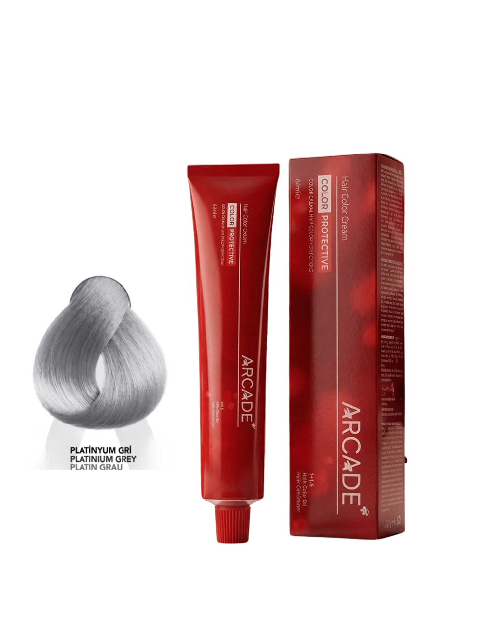 ARCADE PLATİNYUM GRİ KREM TÜP SAÇ BOYASI 60ML.