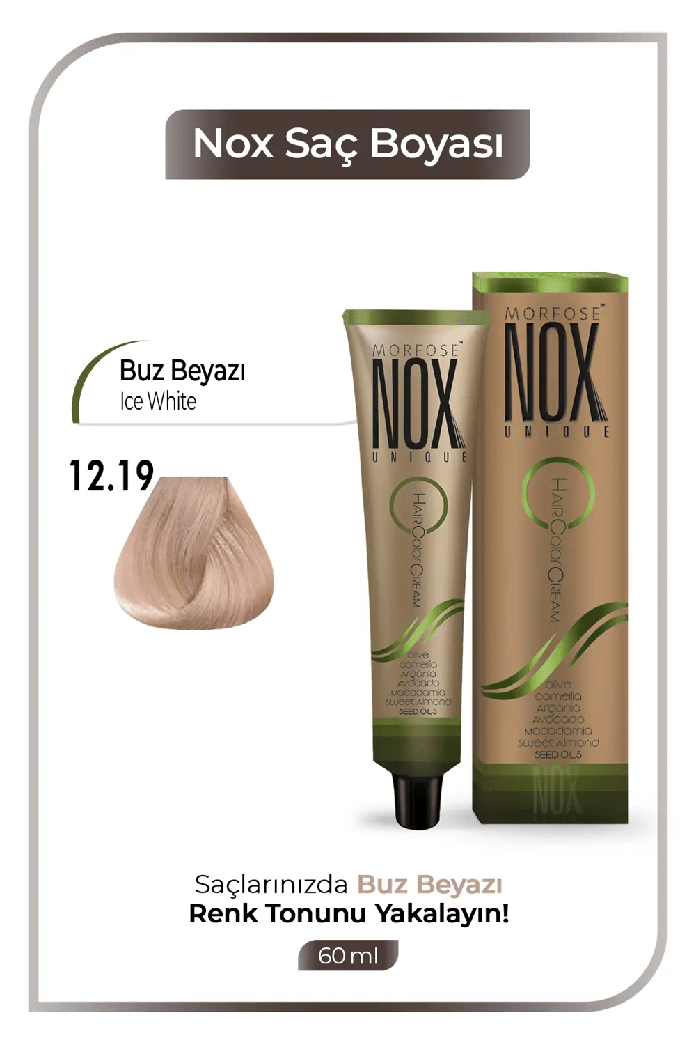 NOX HERBAL SAÇ BOYASI 12.19- BUZ BEYAZI 60ML.