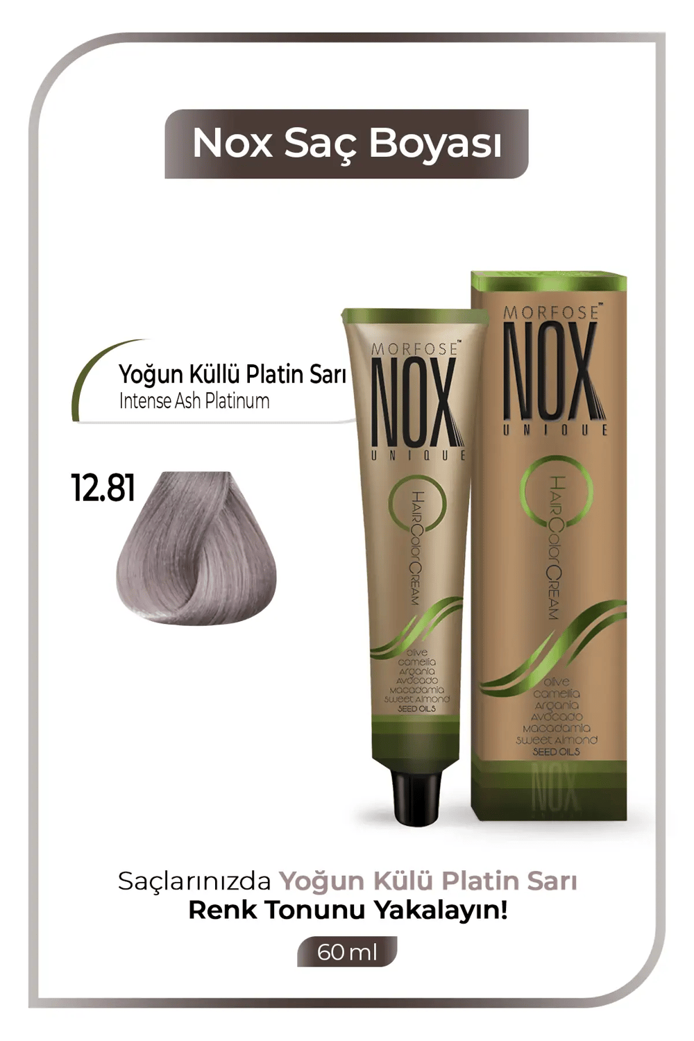 NOX HERBAL SAÇ BOYASI 12.81- YOĞUN KÜLLÜ PLATİN SARI 60ML.