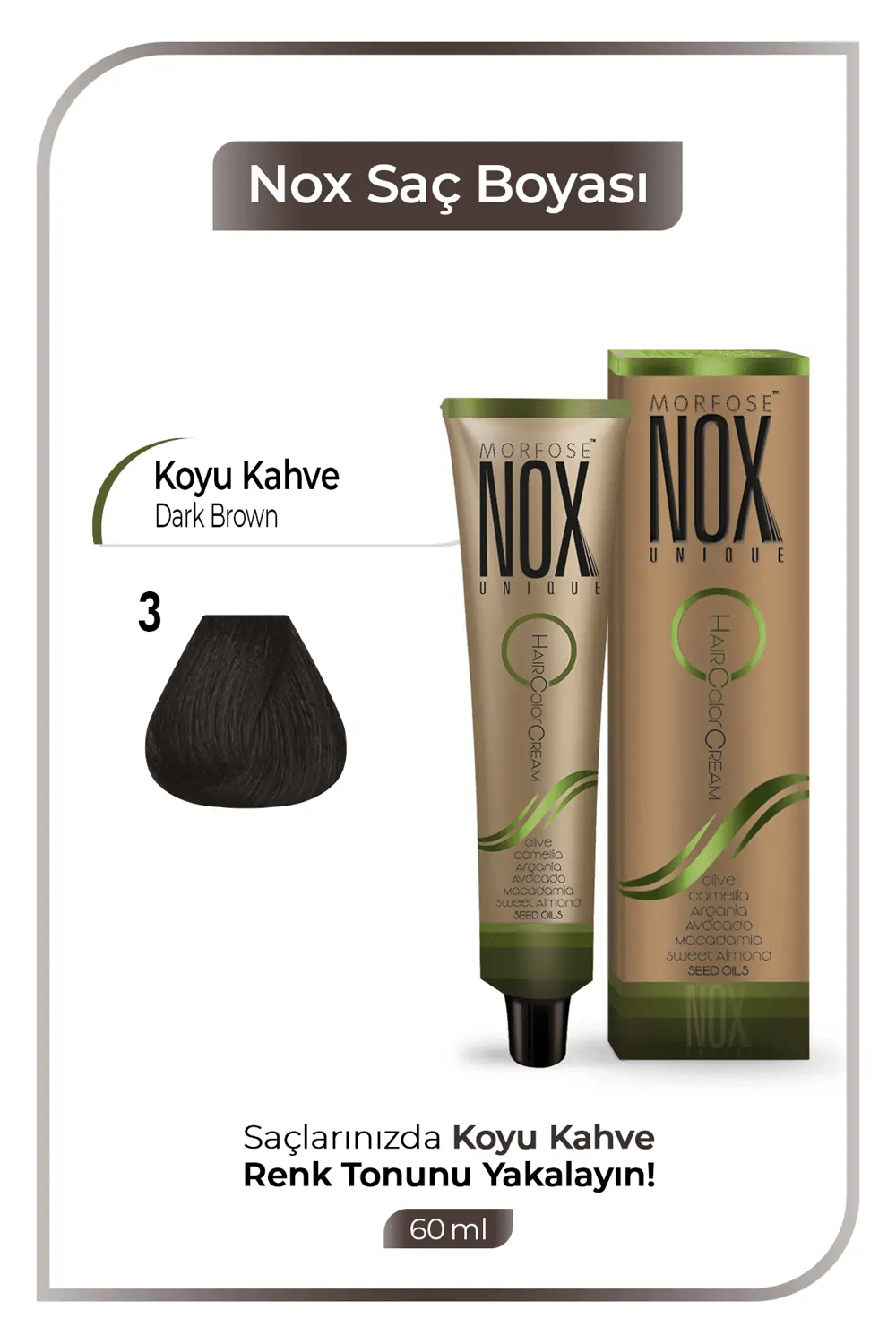 NOX HERBAL SAÇ BOYASI 3- KOYU KAHVE 60ML.