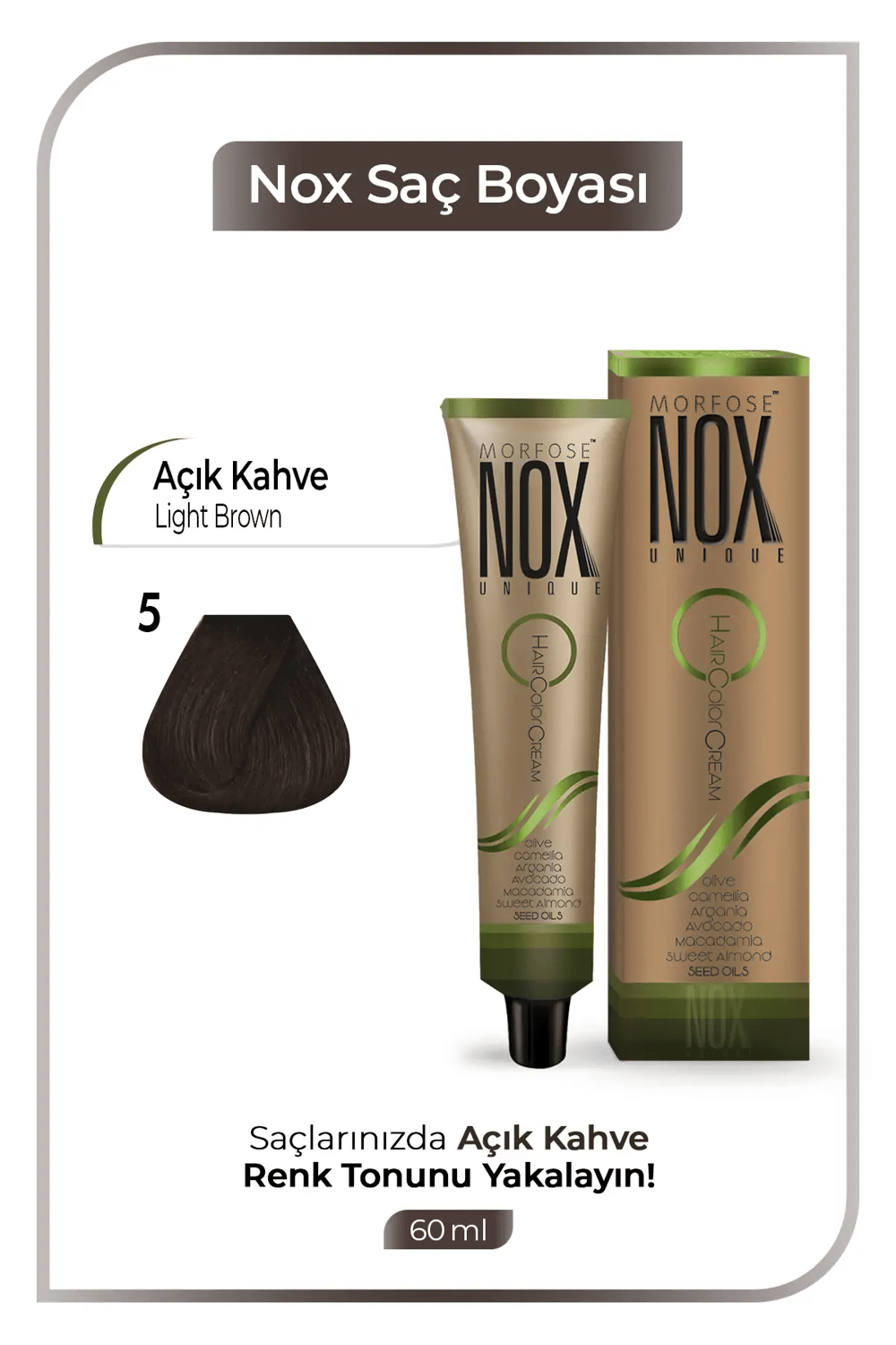 NOX HERBAL SAÇ BOYASI 5- AÇIK KAHVE 60ML.
