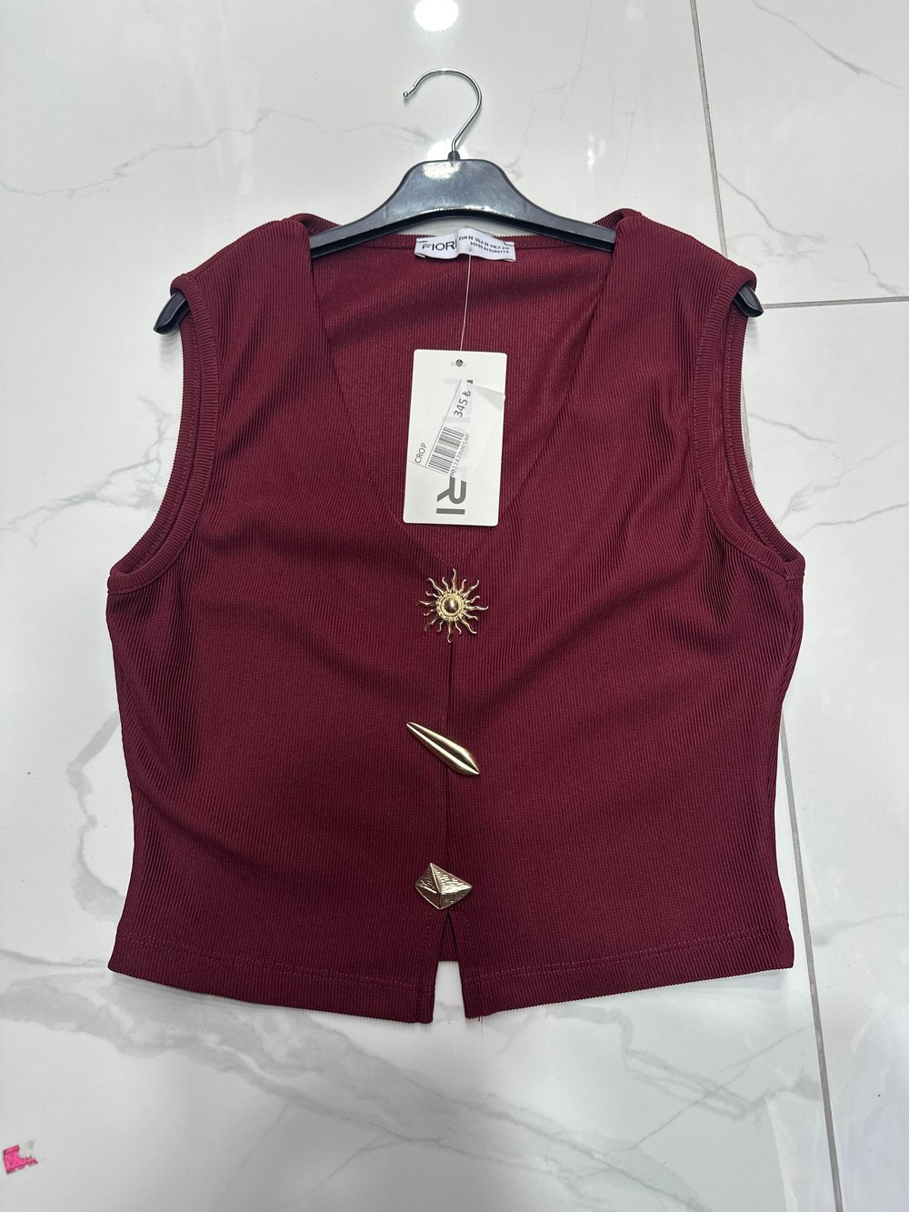 BORDO GOLD DETAYLI CROP