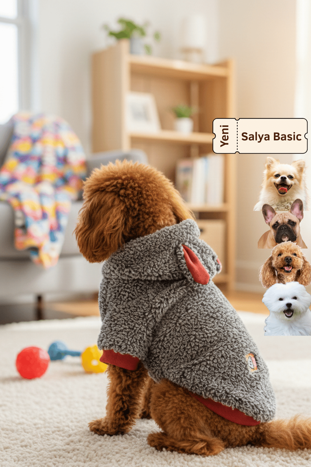 Salya Basic Peluş köpek kıyafetleri, Gri
