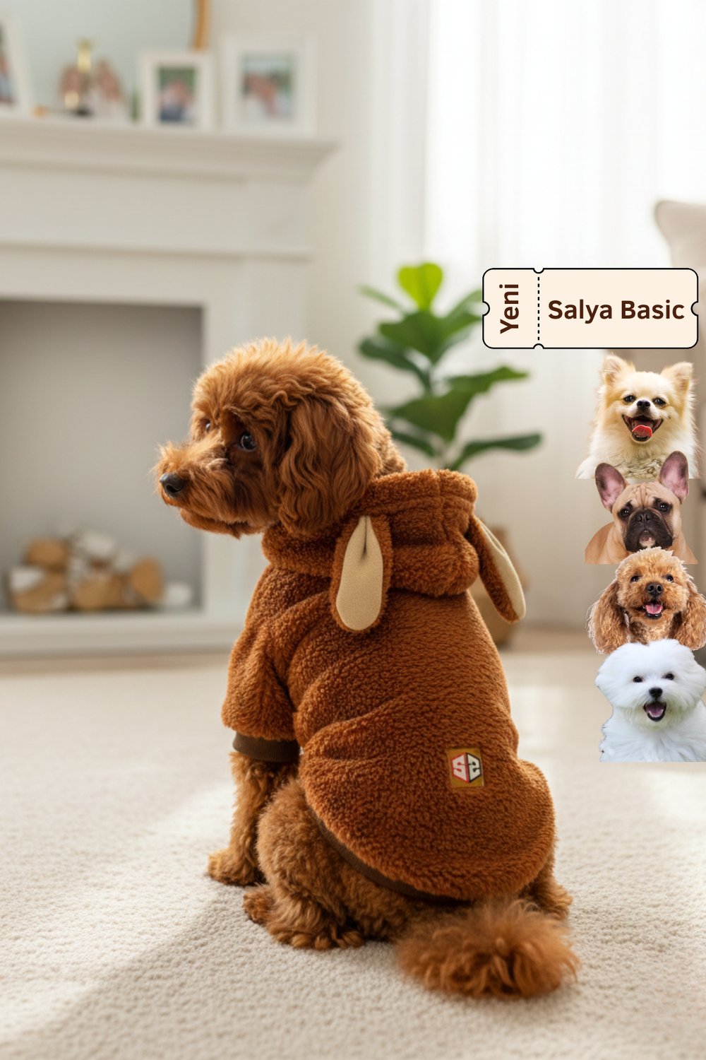 Salya Basic Peluş köpek kıyafetleri, Kahve