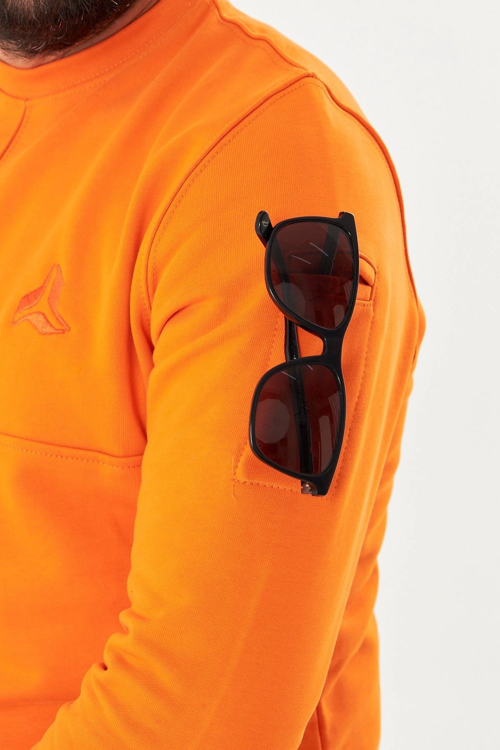 Bisiklet yaka %100 Pamuk Sweat Oranj